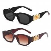 BUTABY Rectangle Sunglasses for Women Retro Driving Glasses 90’s Vintage Fashion Irregular Frame UV400 Protection Black & Brown